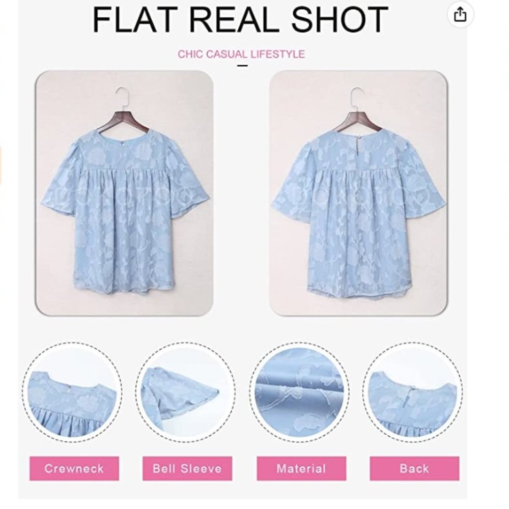 Light Blue Lace Top - Picture 2 of 2